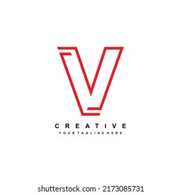 
Letter V Logo Design mit elegantem und luxuriösem Stil. Rote Linienform. geeignet für Firmenlogo, Technologie, Unternehmen usw. Logo-Vorlagen-Elemente. Anfangsbuchstaben V Logo. V-Design