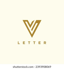 Letter V logo design element vector with gold colour concept