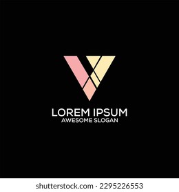 letter v logo design geometric 