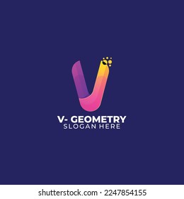diseño de logotipo de letra v gradiente colorido