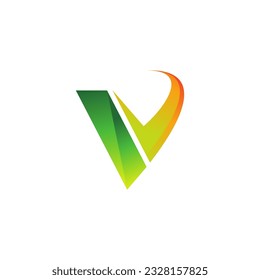 Letter V Logo Design Icon Vector Template Abstract Colorful 