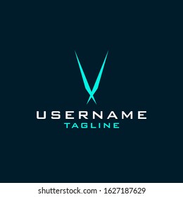letter v logo design inspiration . v x logo design template . ux design icon . sharp bird logo design inspiration