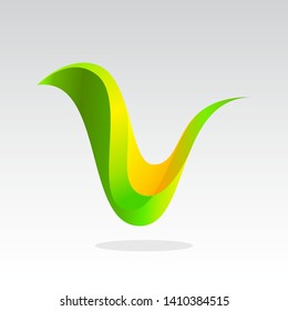 letter V logo design with modern style . letter V logo template . green yellow letter V logo template . transparent V icon