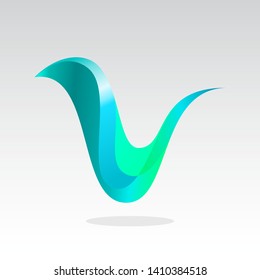 letter V logo design with modern style . letter V logo template . blue aqua letter V logo template . transparent V icon