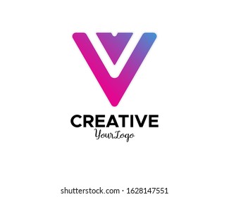 Letter V logo design with modern color combination.