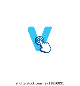 Letra V Diseño de logotipo en Plantilla de Vector de pantalla táctil