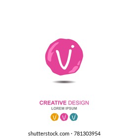 letter v, v logo, v logo design. simple word type logo. suitable for businesses in the field of children and young women. round background that resembles gel for creative design. abstract. vector