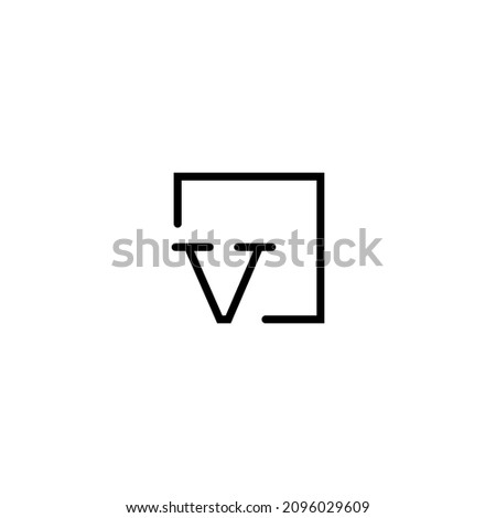 letter V Logo design with square frame line art. Vector illustration for Business logo, icon and symbol