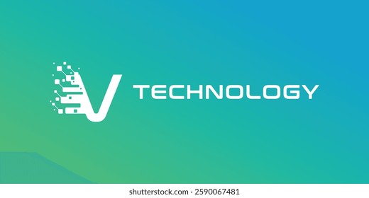 Letter V logo design for technology