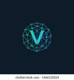 letter V Logo Design Template. technology logo. connect concept - Vector
