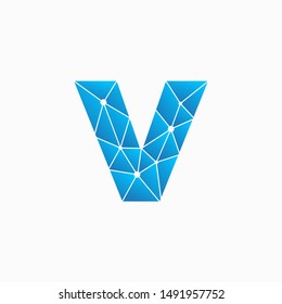 Letter V Logo Design Template. Network Connection Artificial Intelligence Technology. Technology Digital logo with element dot , circuit, line, chip, concept. network icon, connect concept - Vector