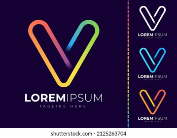 Letter v logo design template. Creative modern trendy v typography and colorful gradient.