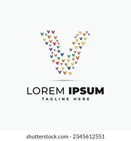 Plantilla de diseño de logotipo de letra v con vector de alfabeto coloreado b