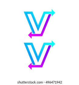 Letter V logo design template. Arrow creative sign