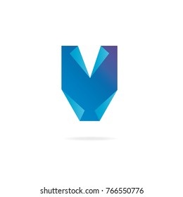 Letter V logo. Design template elements, paper