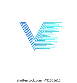 Letter V logo design template,technology,electronics,digital,logotype