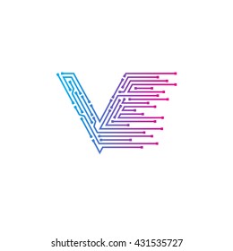 Letter V logo design template,technology,electronics,digital,logotype