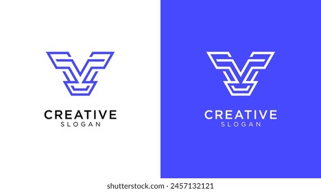 Letter V logo design for various types of businesses and company. Abstract, modern, geometric letter V logo