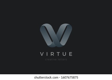 Letter V Logo design vector template Ribbon Font style Typography.