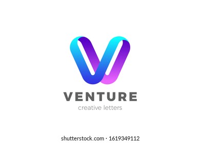 Letra V Diseño de logotipo Plantilla de Vector Cinta Estilo tipográfico.
