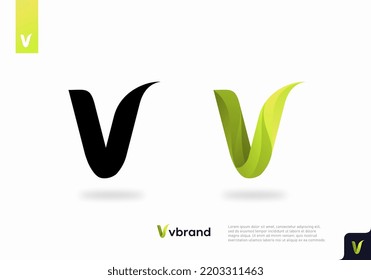 Letter V Logo. V Letter Design Vector with green color