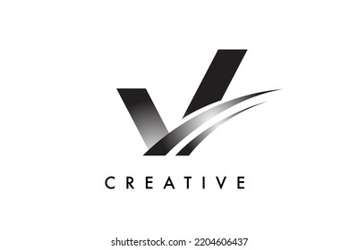 Vector de diseño con logotipo V con líneas de trenzado curvo y aspecto creativo. Elegante Ilustración del Vector de Idea del Logotipo V Moderno Inicial.