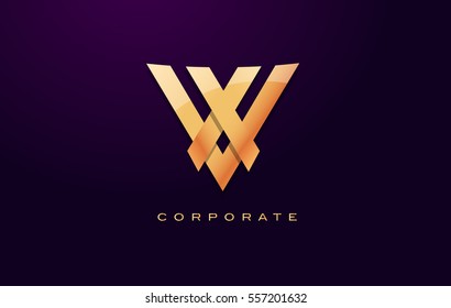 Letter V Logo. V Letter Design Vector with Golden Colors and Modern Design.