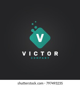 Letter V Logo. V Letter Design Vector Template with Abstract Square.
