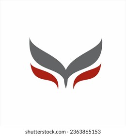 Letter V logo design with wings concept.