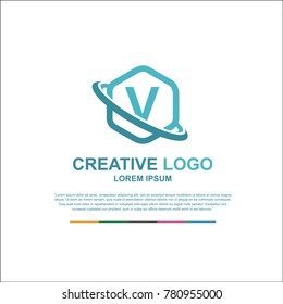 letter v, v logo, v letter design. word type logo. the logo comes from a flexible blend of hexagons and two silhouette lines for the company's professionalism. vector.