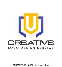 Letter V logo design or Yellow v logo
