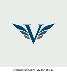 logotipo de letra V con alas elegantes, ilustración vectorial