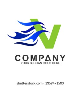 letter V logo with fire shape, initial letter logo, business name, corporate identity