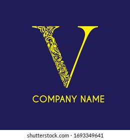 Logo des Buchstaben V mit floralem Muster