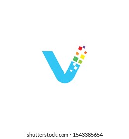 letter v logo with a form of technology and modern style