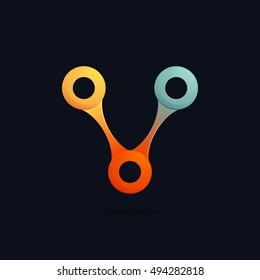 Letter V logo formed by chain. Connection icon. Vector elements for posters, t-shirts and cards. 
