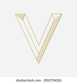 Logo de la letra V, icono de forma geométrica, símbolo de letra único, monograma, símbolo de forma 3D, icono alfabético, vector, ilustración, diseño de plantilla, abstracto