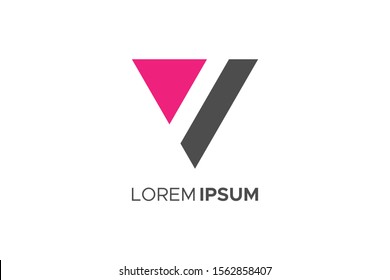 Letter V Logo Geometric Triangle Flat Vector Design