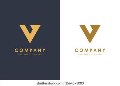 Letter V Logo Geometric Triangle Flat Vector Design