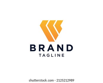 Letter V Logo Geometric Triangle Flat Vector Design
