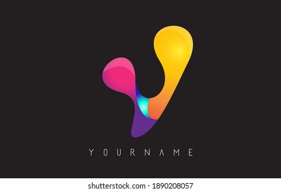 Letter V logo with gradient color design. Business card templates. Colorful rounded vector illustration with V letter.
