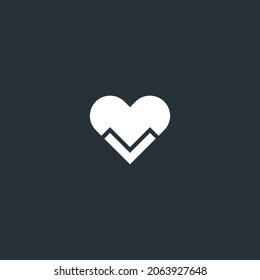 letter V logo with heart design vector elements