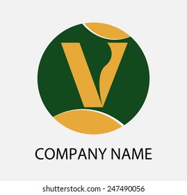 Letter V logo icon design template elements. round sign 