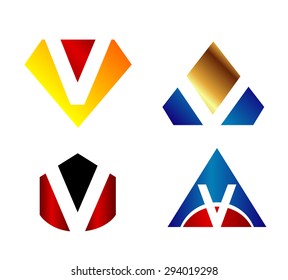 Letter v logo icon design template elements set 