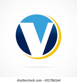 Letter V logo icon design template elements on shape circle
