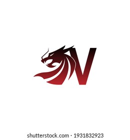 Letter V logo icon with dragon design vector illustration