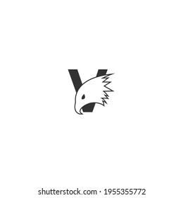 Letter V logo icon with falcon head design symbol template vector