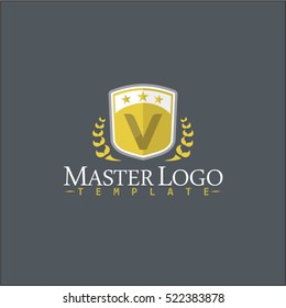 Letter V Logo Icon. Master Shield Logo Template. Security Shield Guard Design Template.