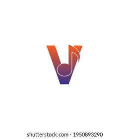 Letter V logo icon with musical note design symbol template vector