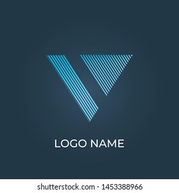 Letter "V" logo isolated with lines. Alphabet vector